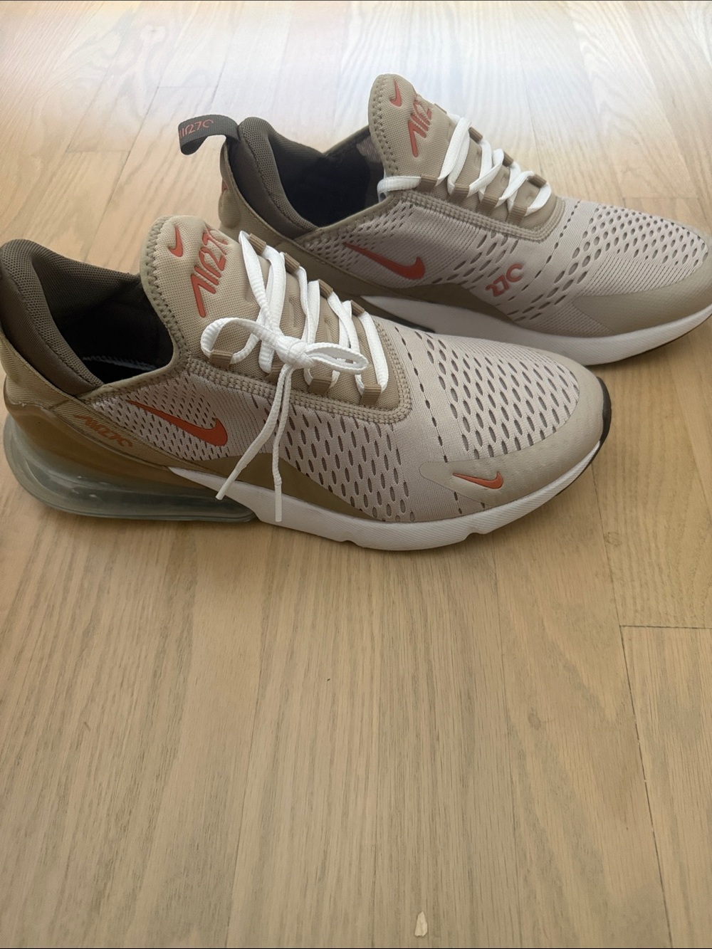 Nike Men’s Air Max 270 Sneakers in Beige with Olive and Orange size 12